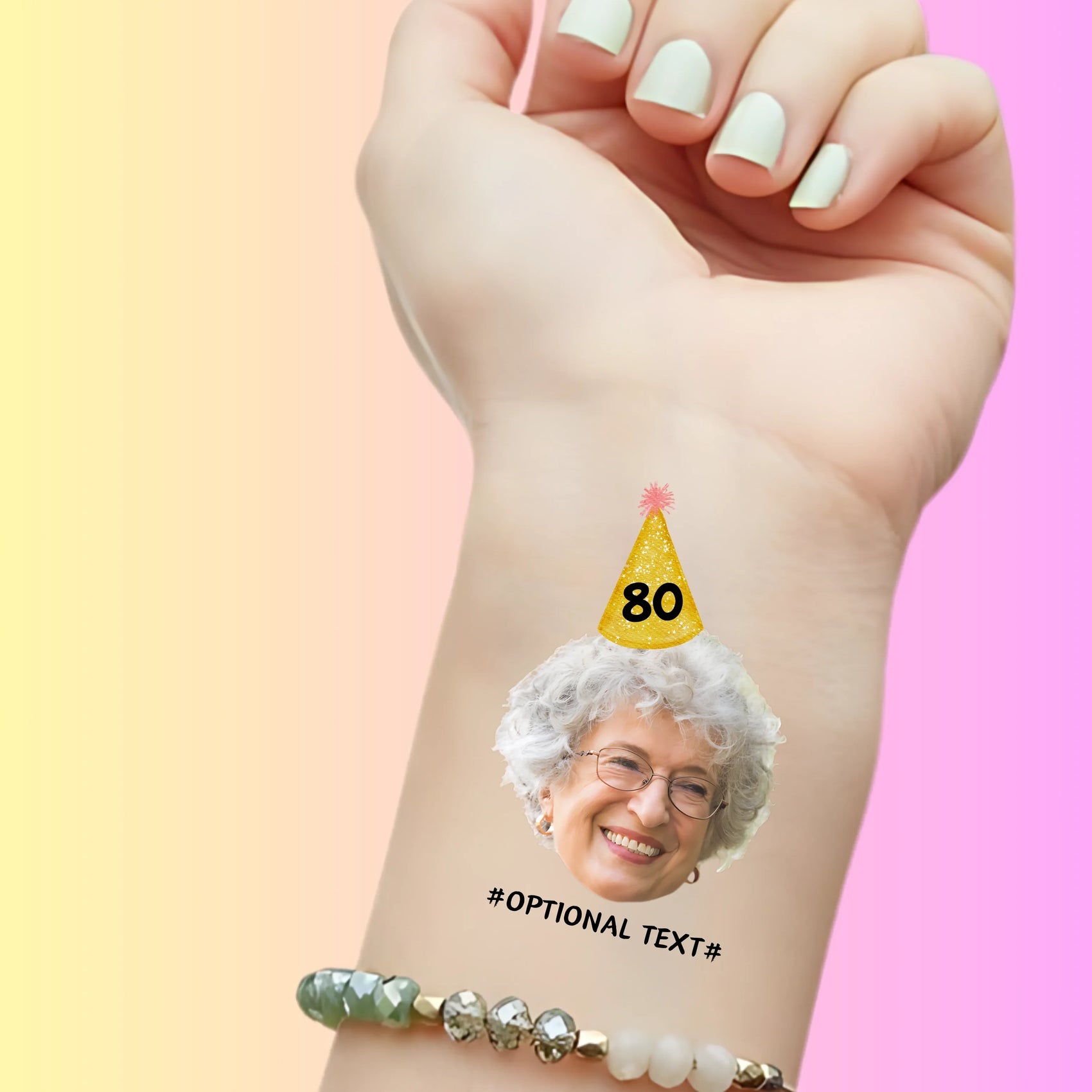 Custom Birthday Temporary Tattoos - Elegant Gold Glitter Milestone