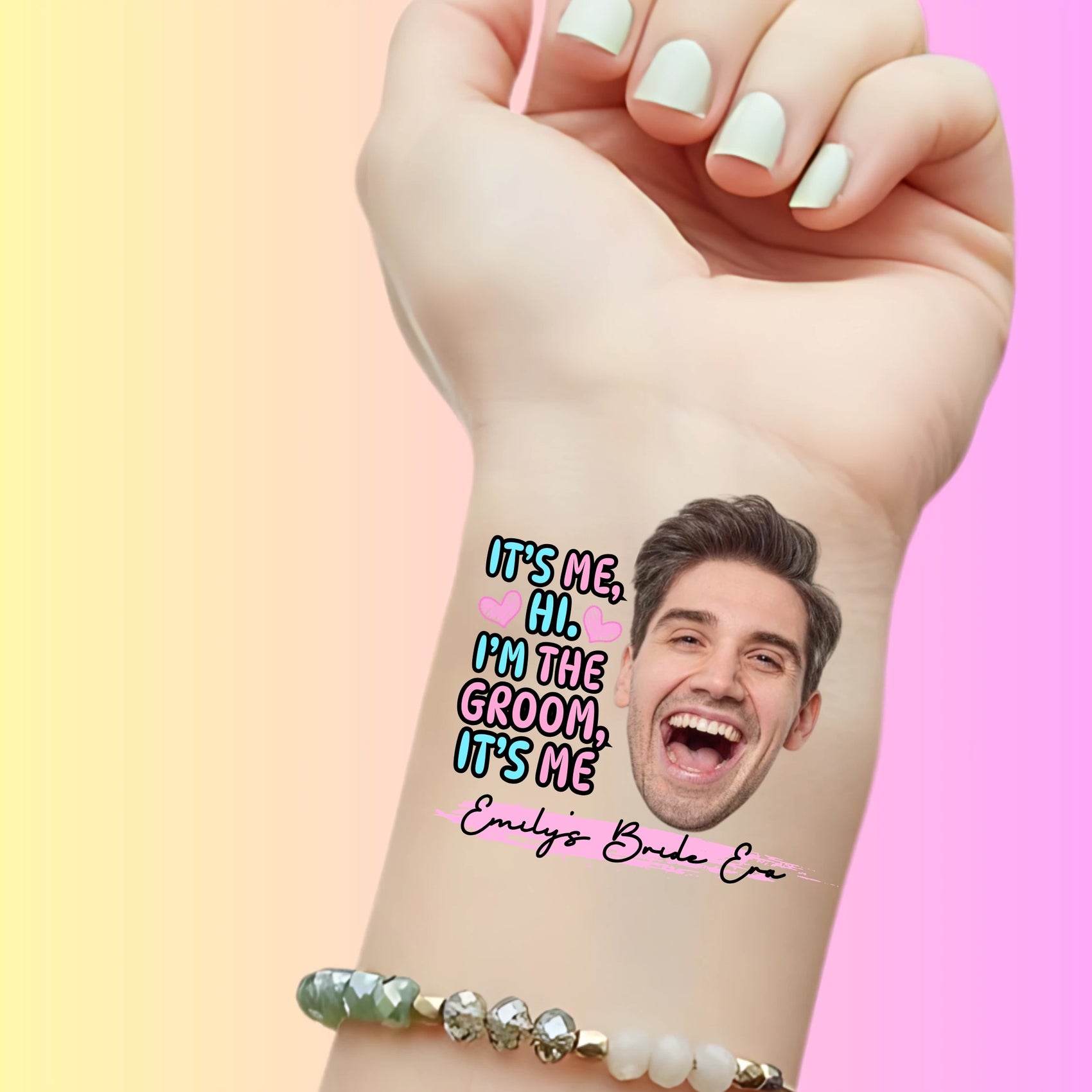 Custom Bachelorette Temporary Tattoos - It's Me Hi I'm The Groom