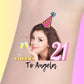 Custom 21st Birthday Temporary Tattoos - Pink Polka Dot Party
