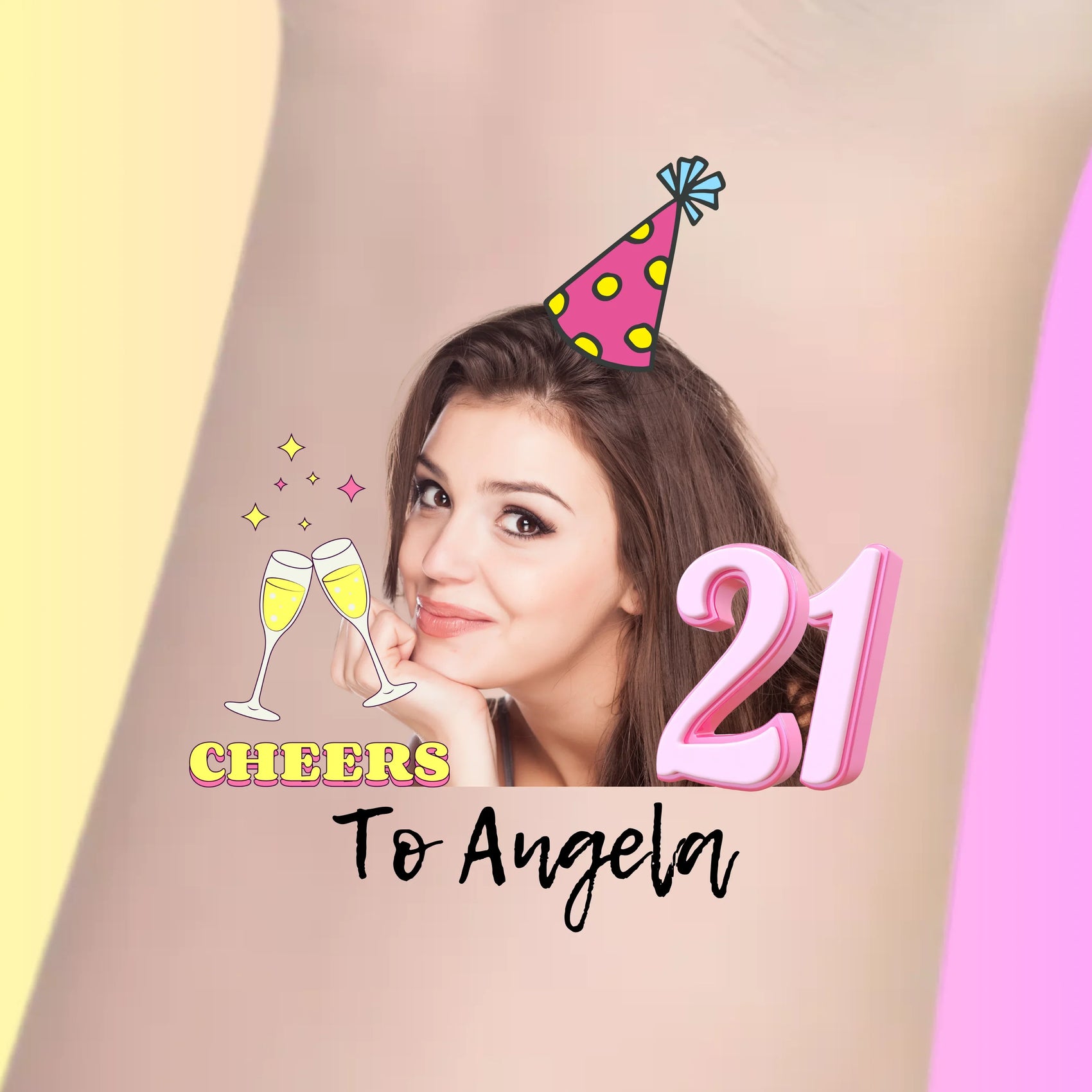 Custom 21st Birthday Temporary Tattoos - Pink Polka Dot Party