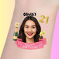 Custom Birthday Temporary Tattoos - Pink Champagne Celebration Banner