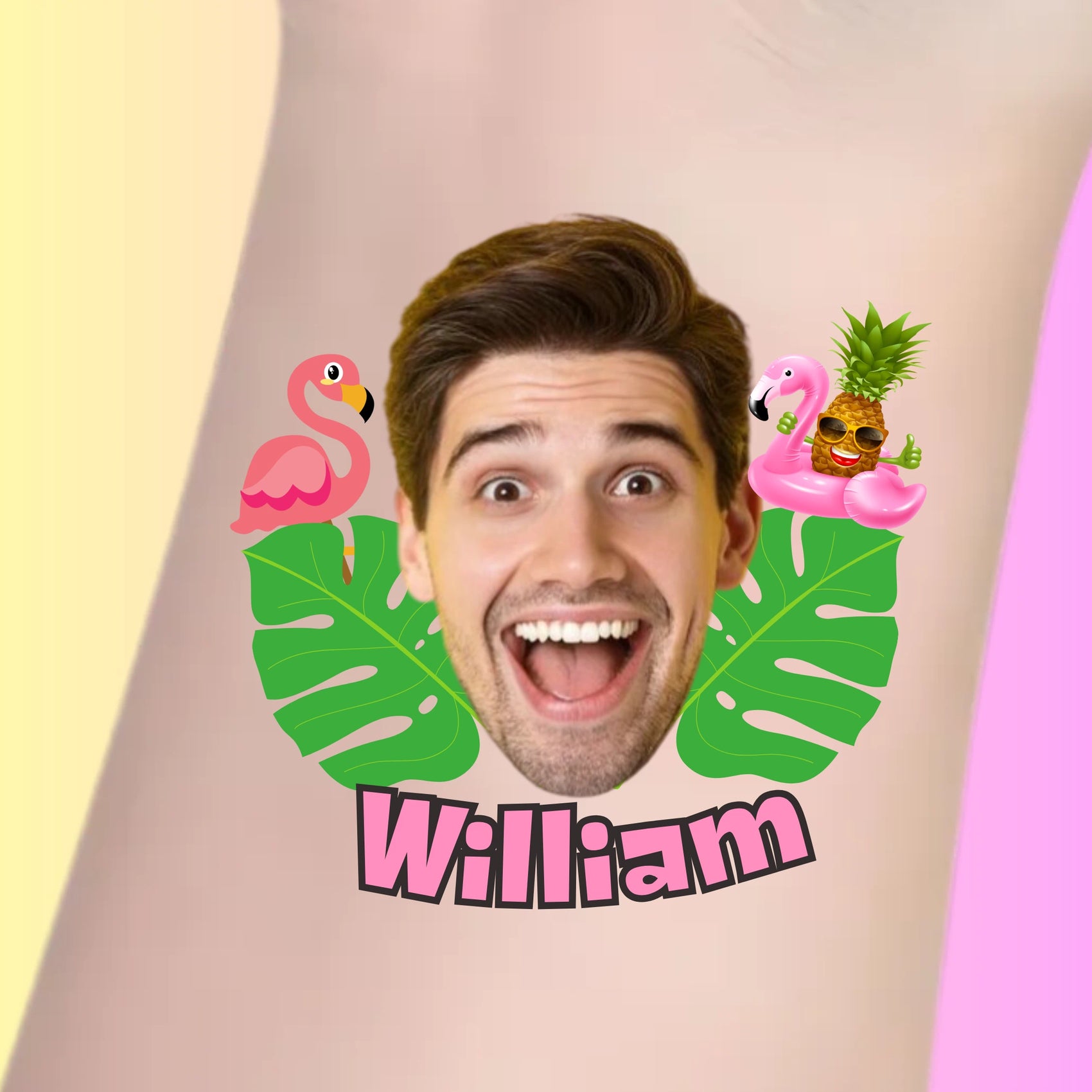Custom Bachelorette Temporary Tattoos - Tropical Flamingo