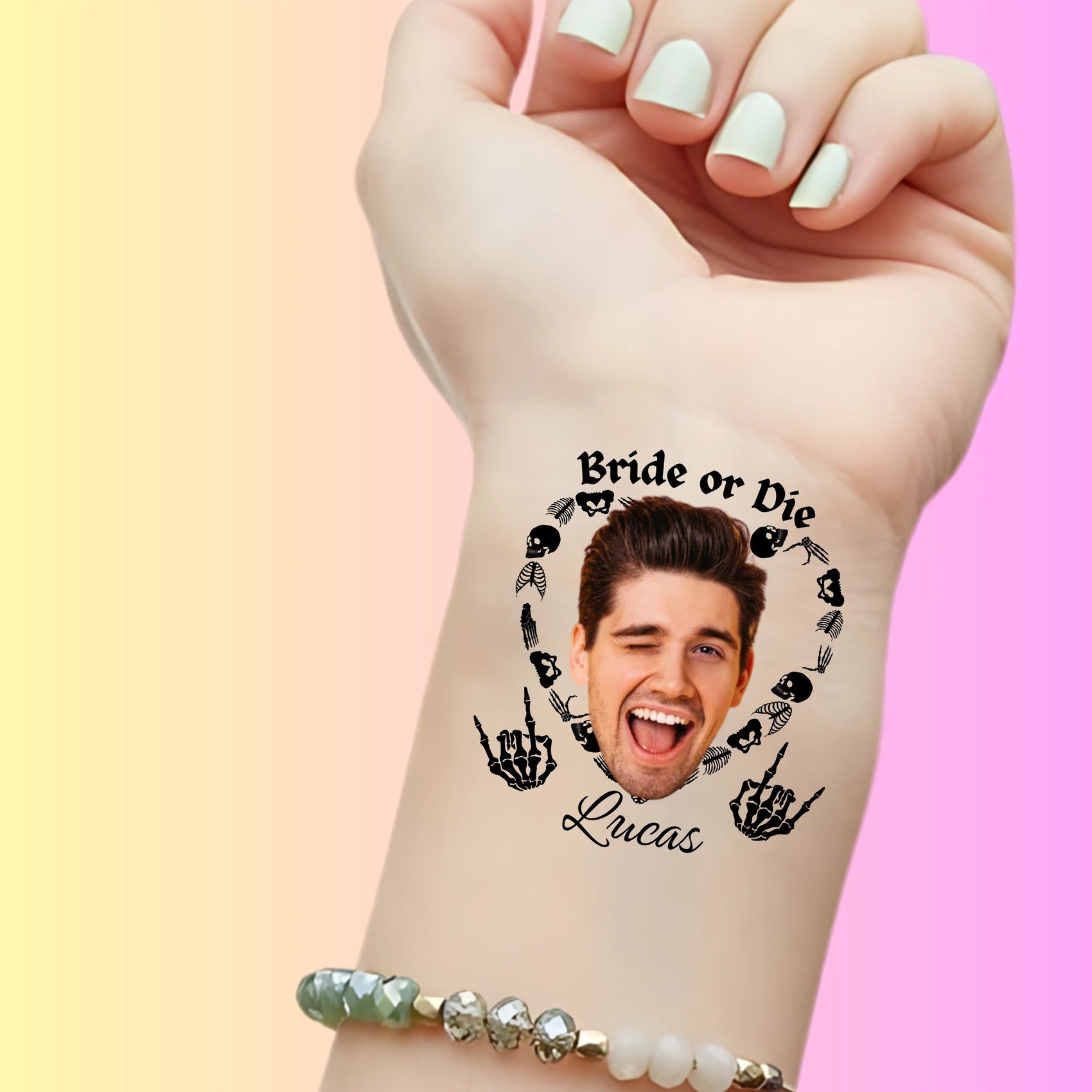 Custom Bachelorette Temporary Tattoos - Bride or Die Rock