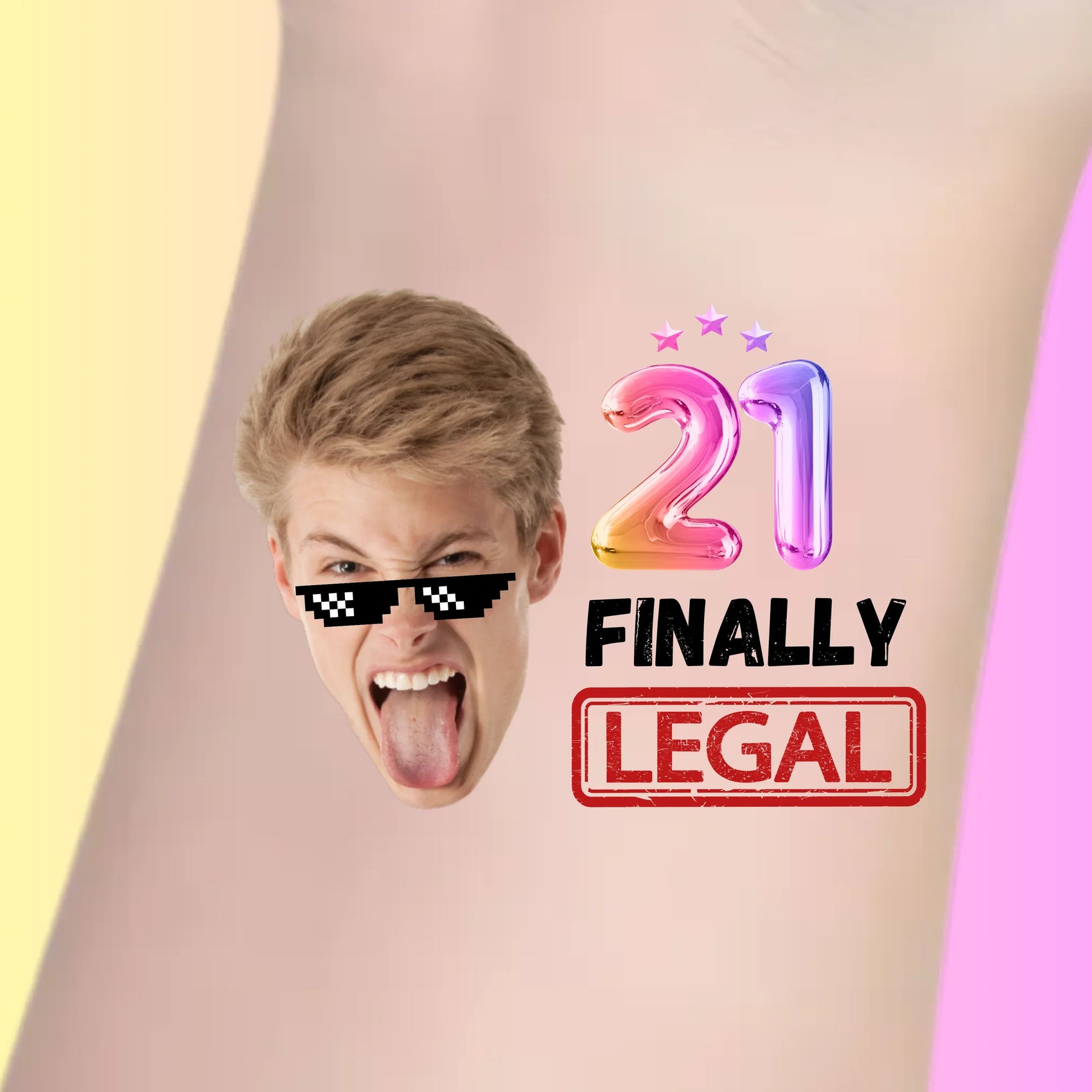 Custom 21st Birthday Temporary Tattoos - Finally Legal Party