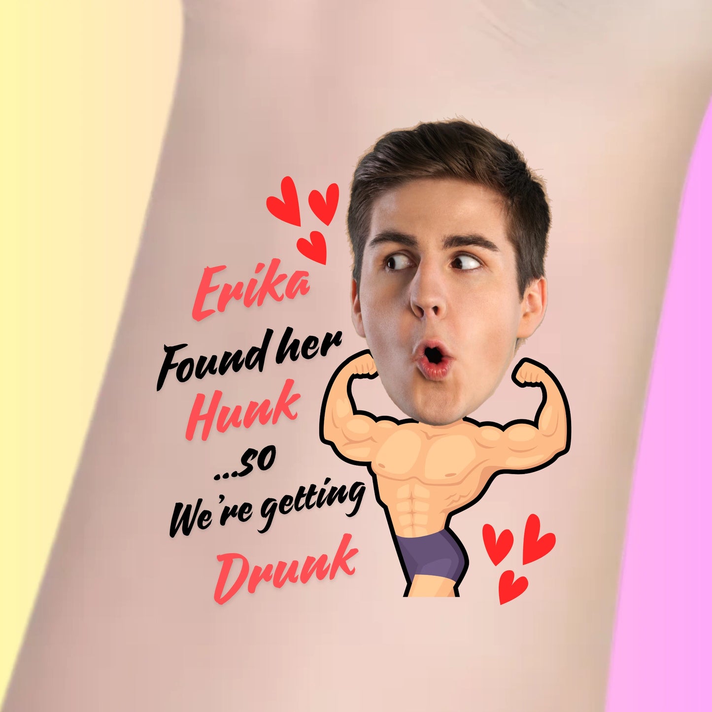 Custom Bachelorette Temporary Tattoos - Found Her Hunk