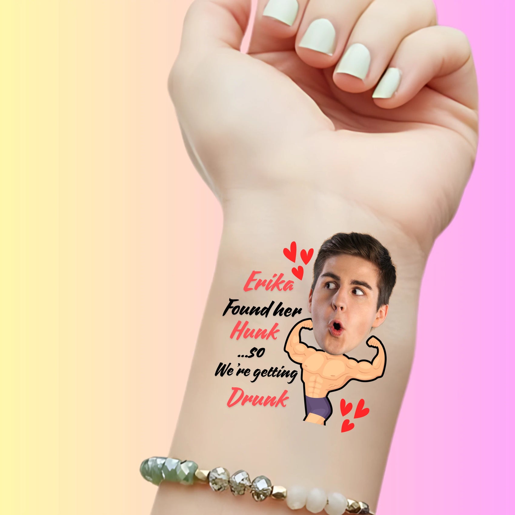 Custom Bachelorette Temporary Tattoos - Found Her Hunk