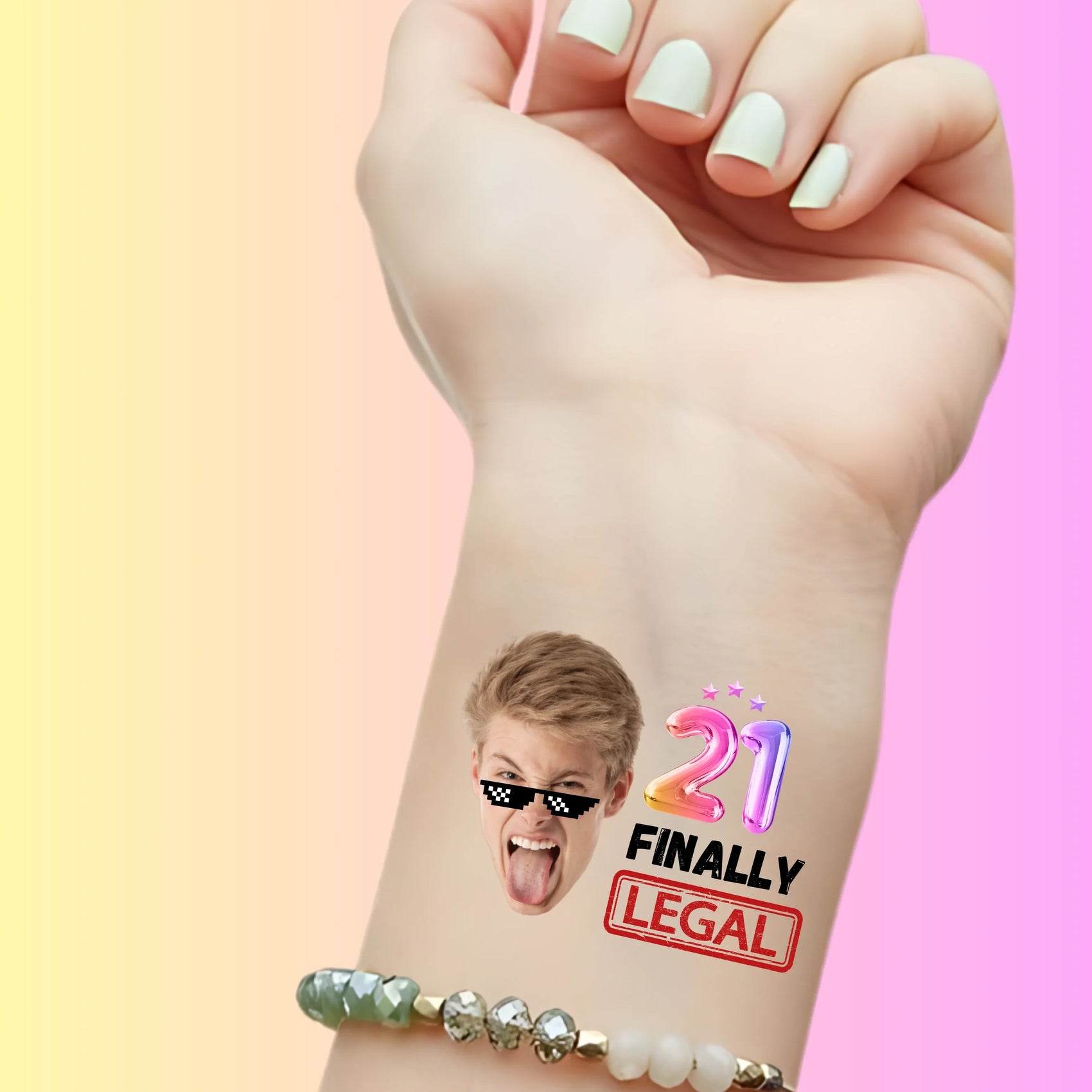 Custom 21st Birthday Temporary Tattoos - Finally Legal Party
