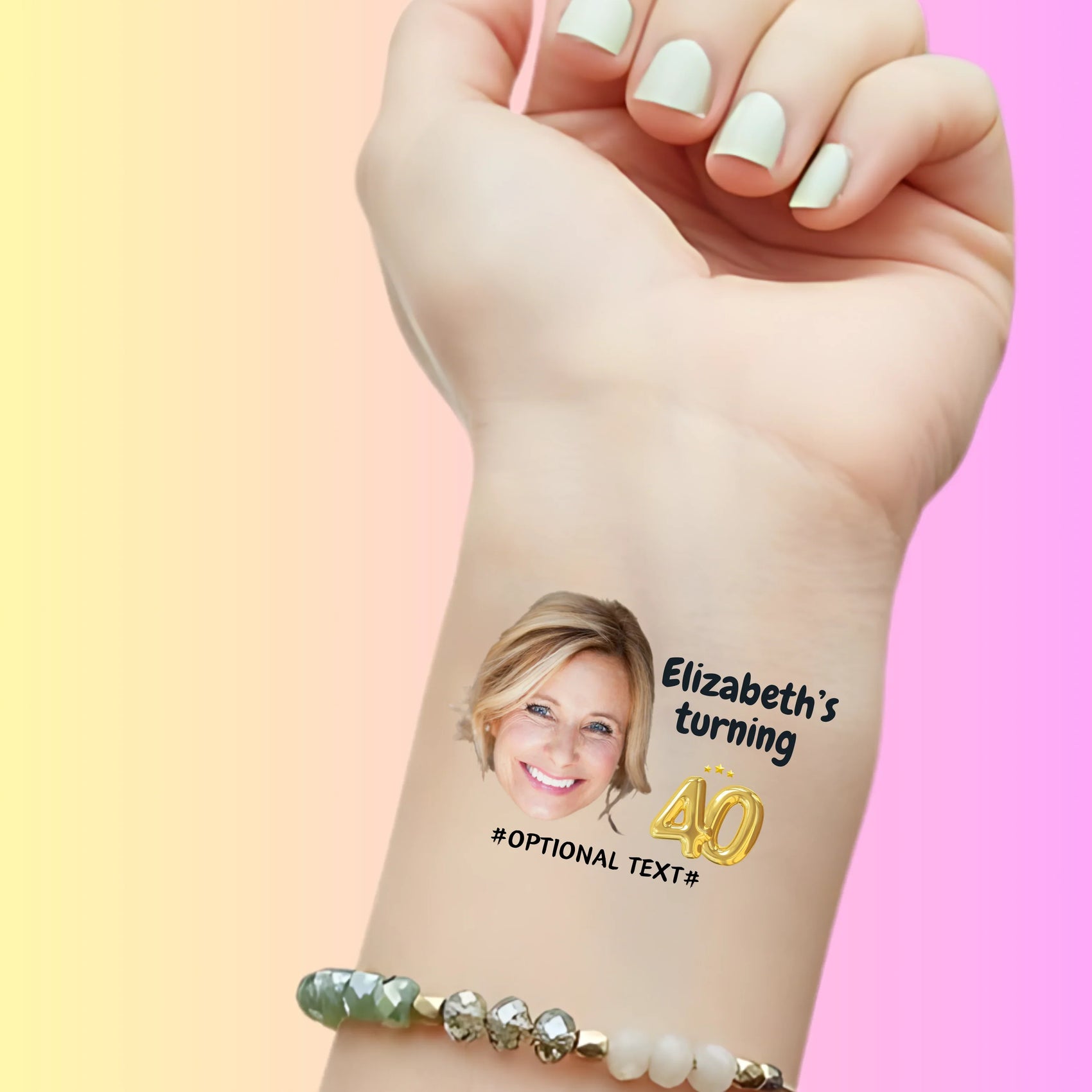 Custom Birthday Temporary Tattoos - Modern Gold Balloon Birthday