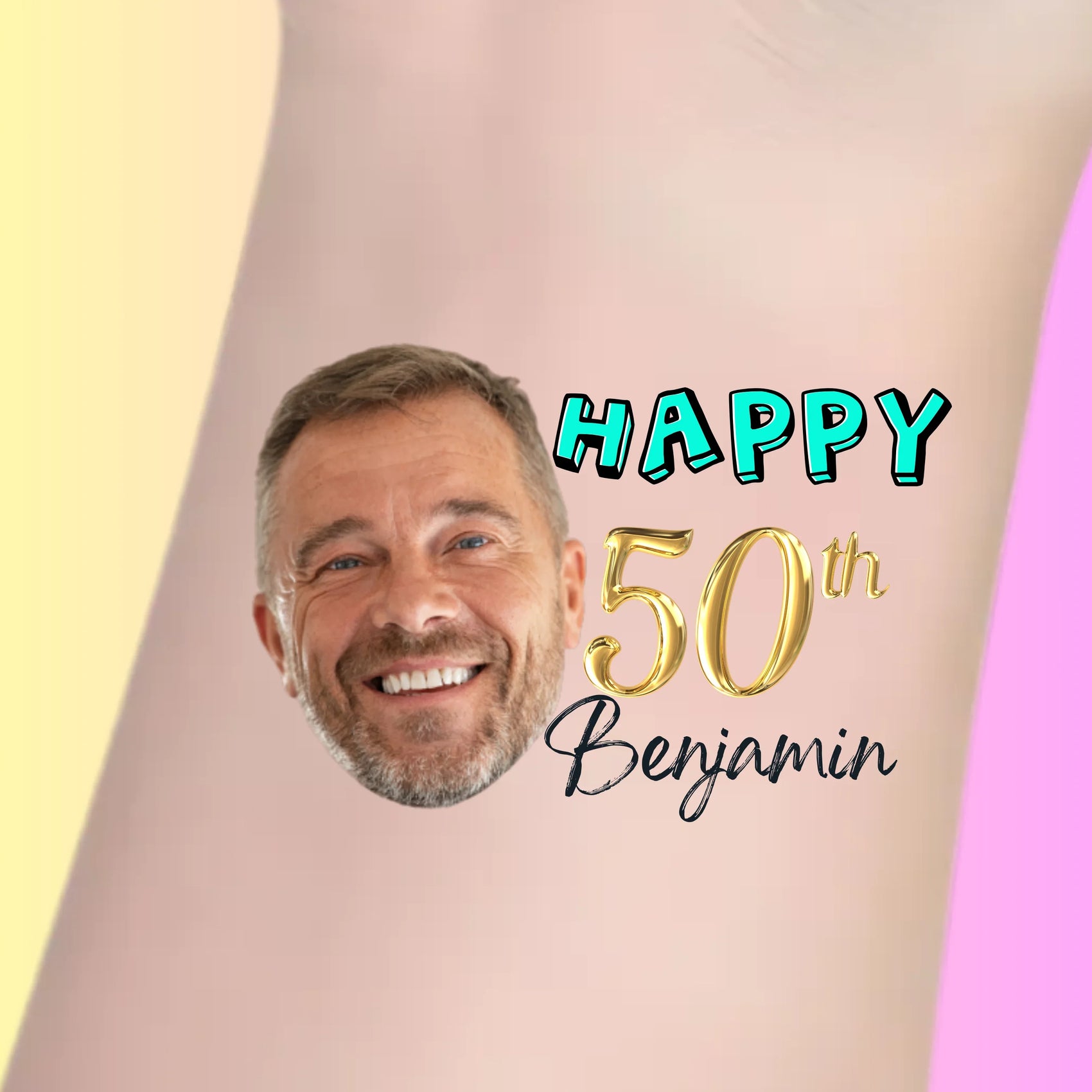 Custom Birthday Temporary Tattoos - Happy 50th Birthday