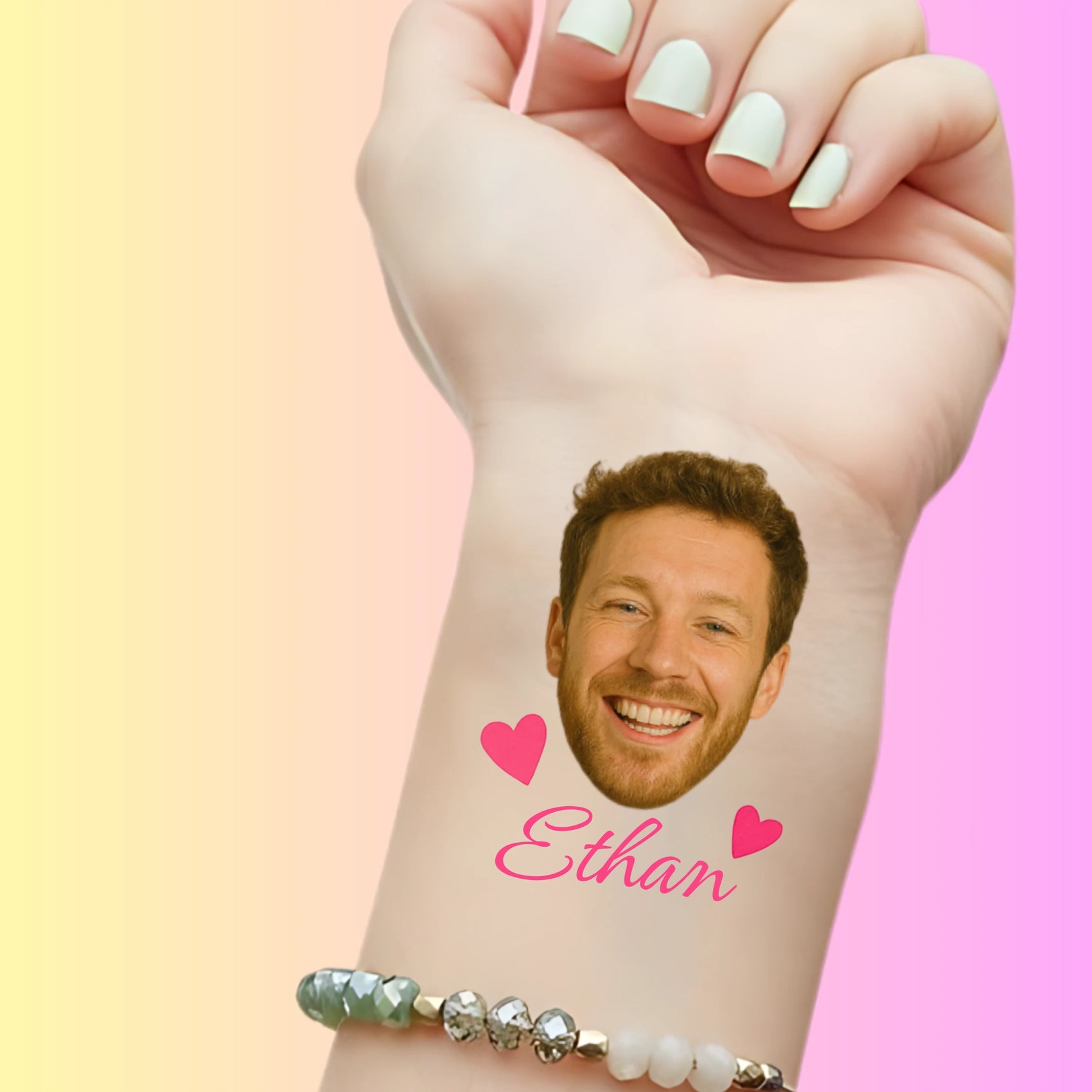Custom Bachelorette Temporary Tattoos - Groom's Pink Hearts