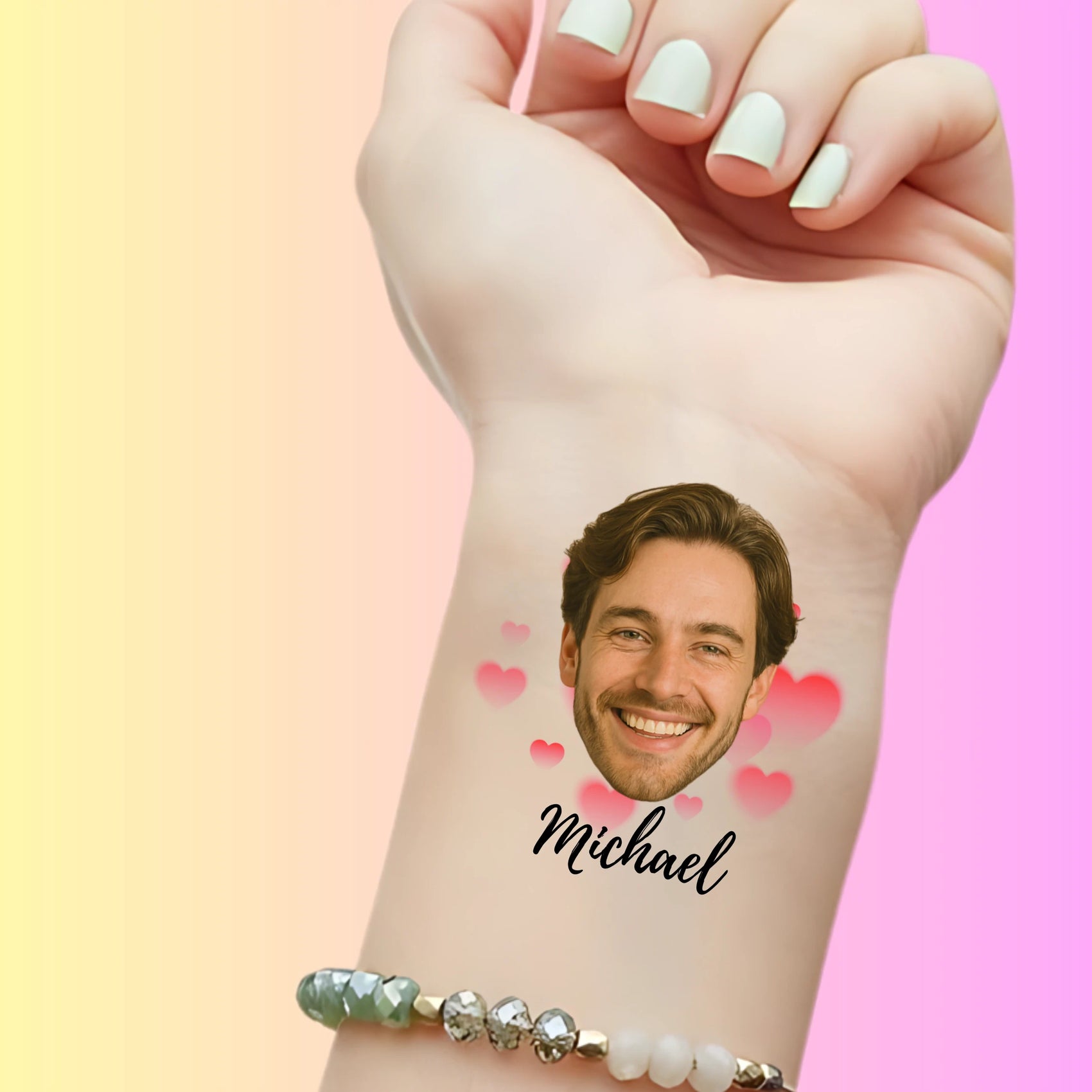 Custom Bachelorette Temporary Tattoos - Floating Hearts
