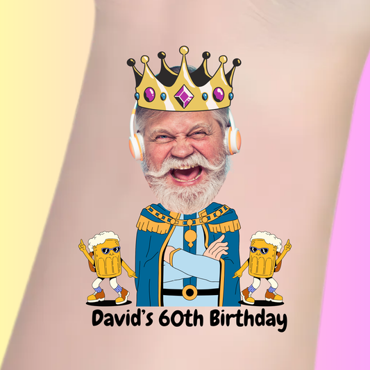 King of the Party – Premium Custom Birthday Tattoos
