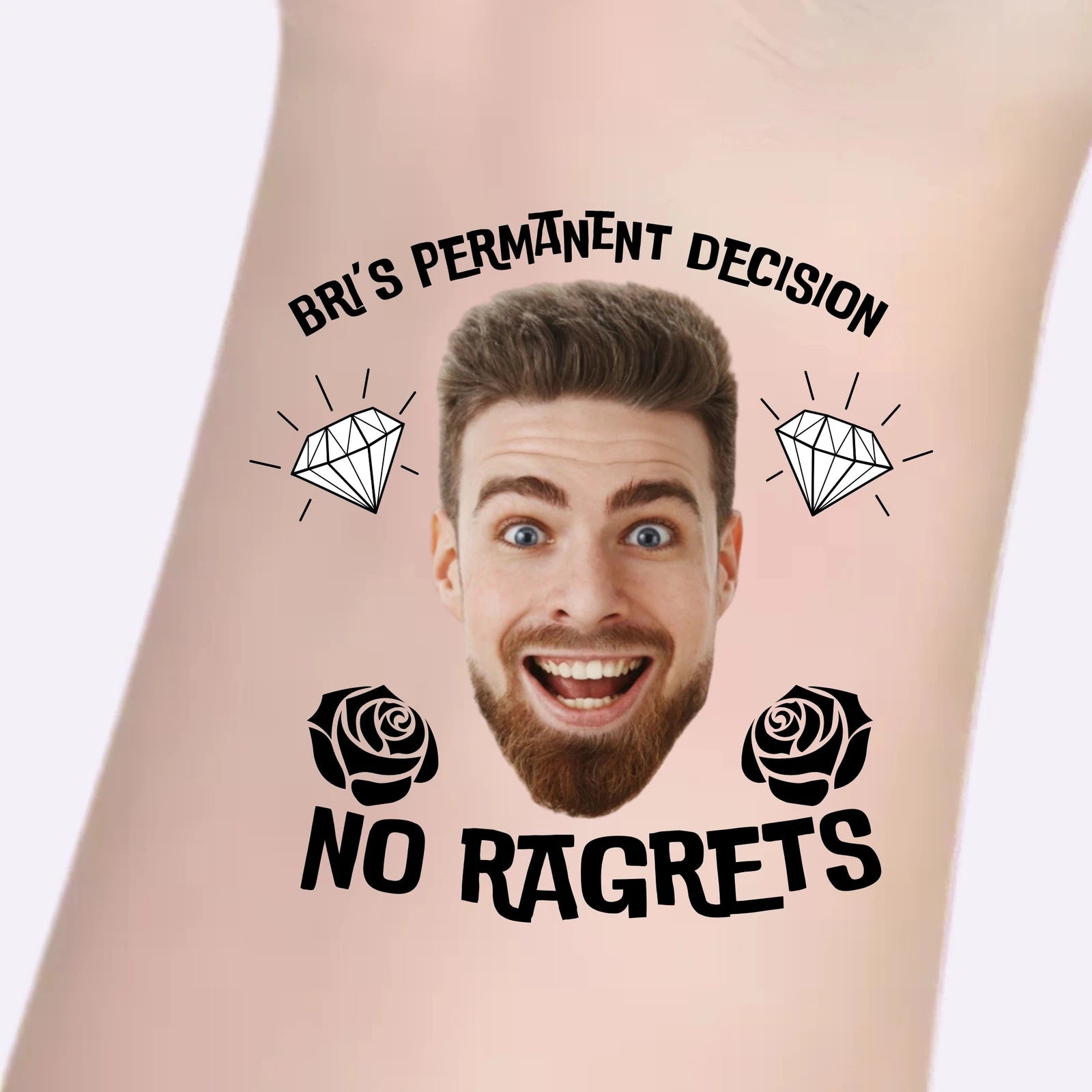 Funny No Ragrets Tattoos | Las Vegas Bachelorette Favors | Custom Groom ...