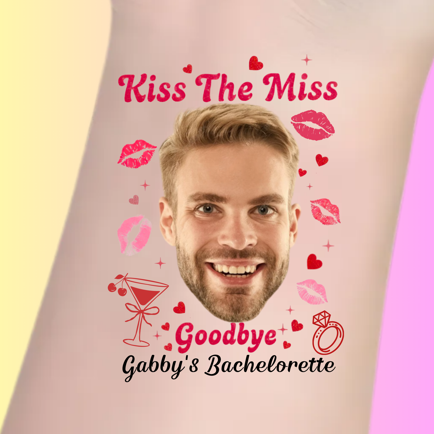 Custom Bachelorette Temporary Tattoos - Kiss the Miss Goodbye