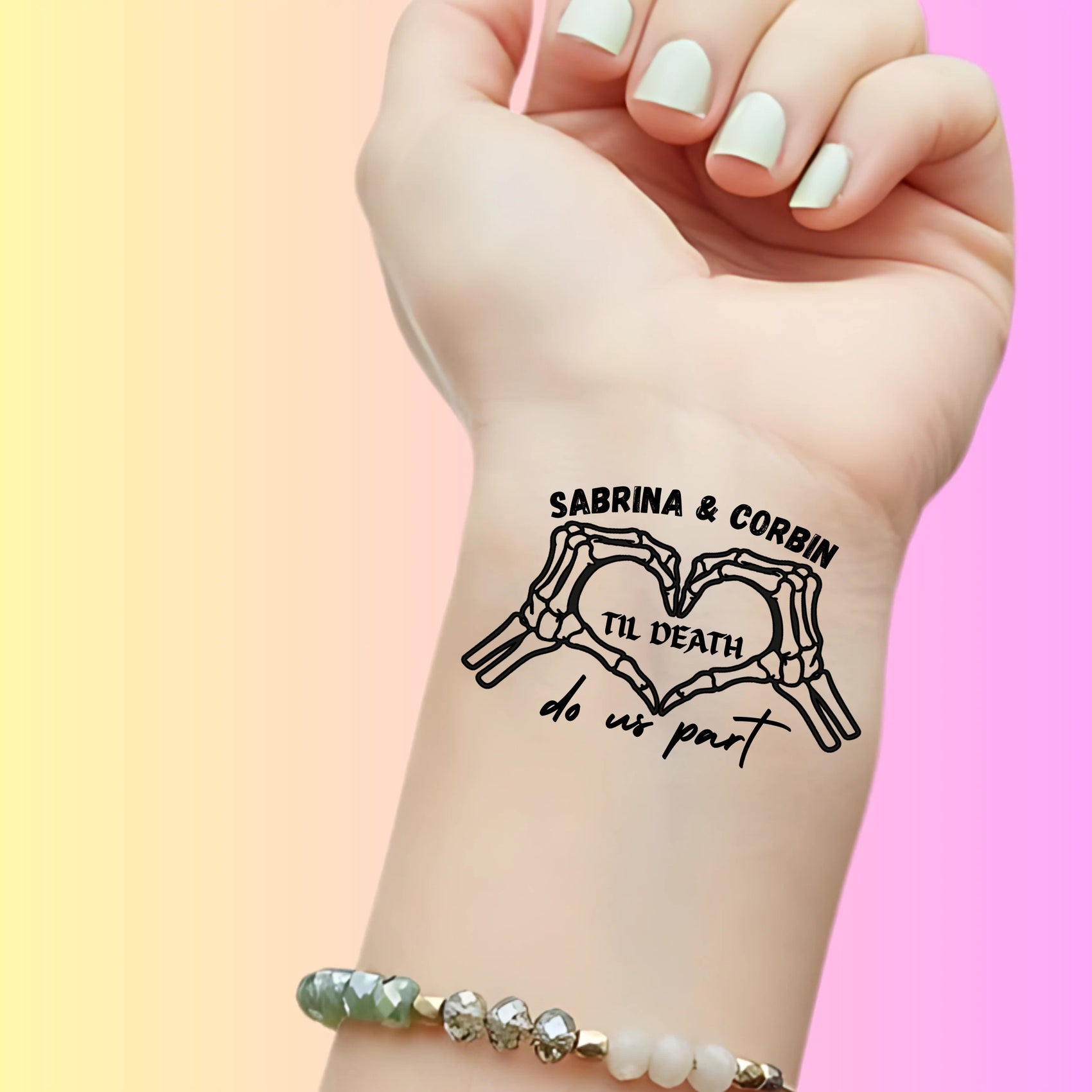 Custom Wedding Tattoos - Skeletal Heart Hands