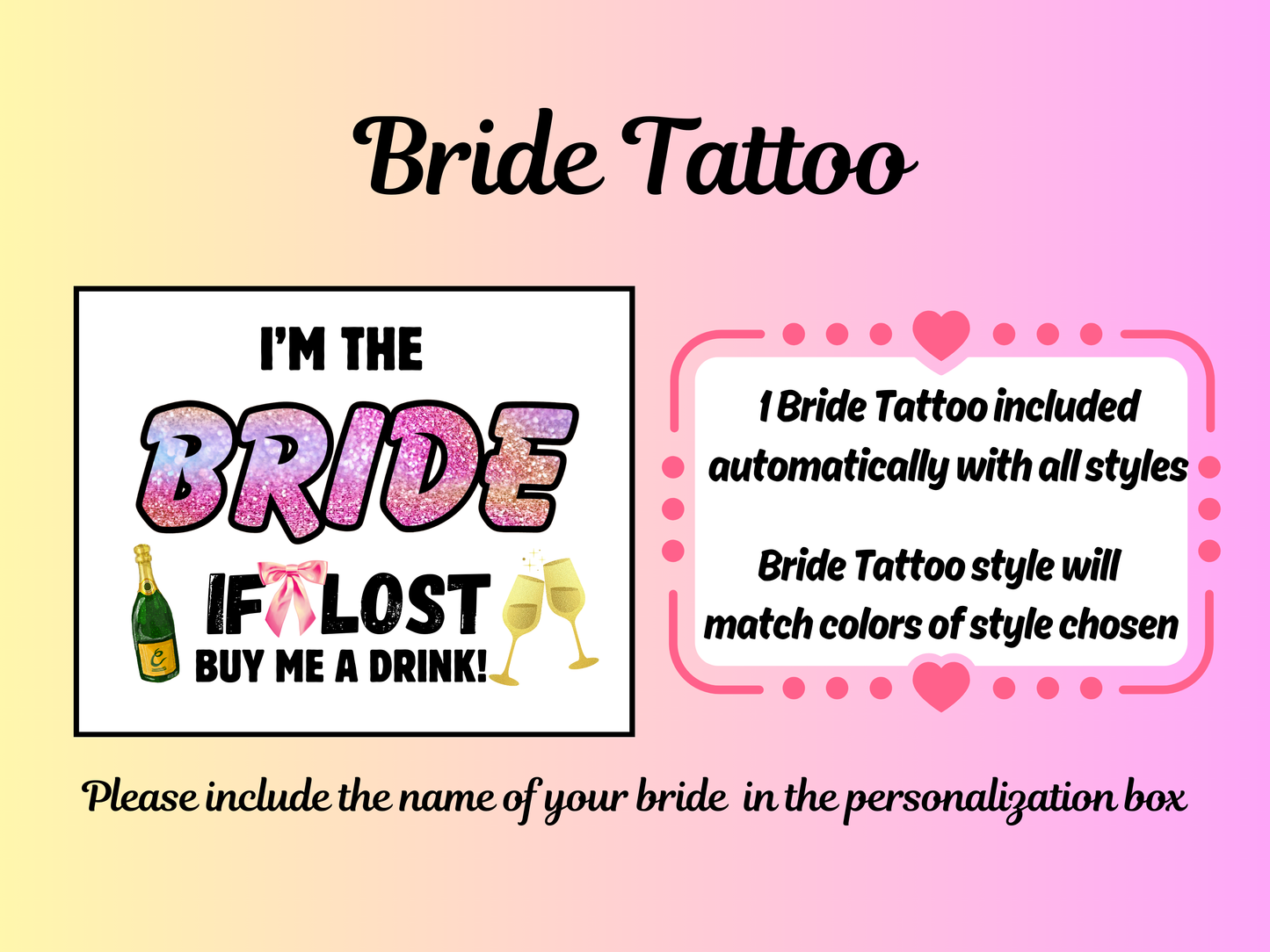 I'm With Bachelorette Party – Premium Custom Bachelorette Tattoos