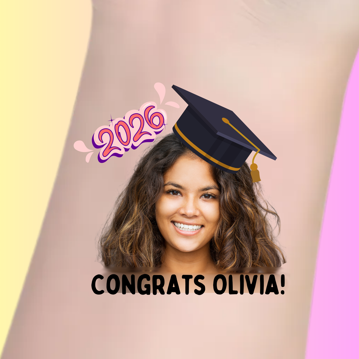 Custom Graduation Temporary Tattoos - Class of 2026 Portrait