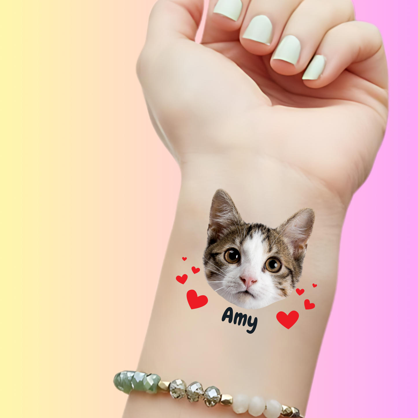 Custom Cat Temporary Tattoos - The "Meow-vies" Red Heart