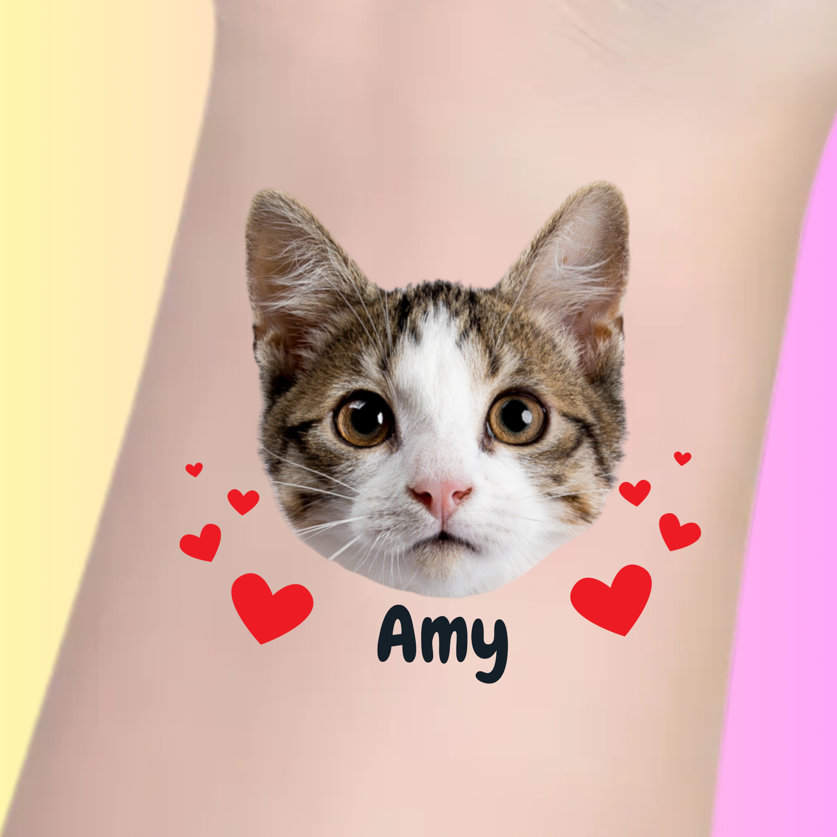 Custom Cat Temporary Tattoos - The "Meow-vies" Red Heart