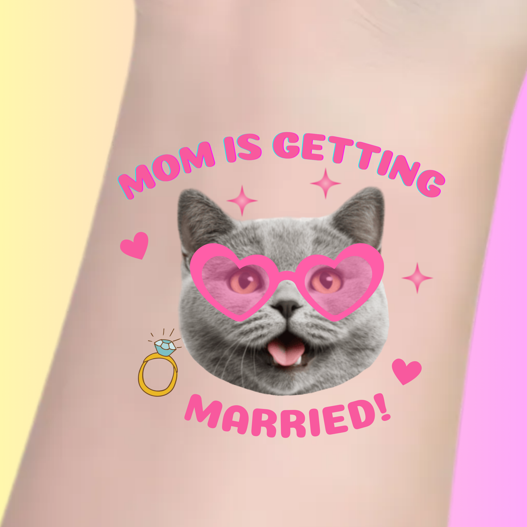 Custom Bachelorette Temporary Tattoos - Mom Is Getting Married Cat
