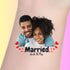 Custom temporary tattoo with smiling couple photo, &