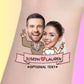 custom temporary tattoo of bride and groom with Joseph heart Lauren banner for personalized wedding favor