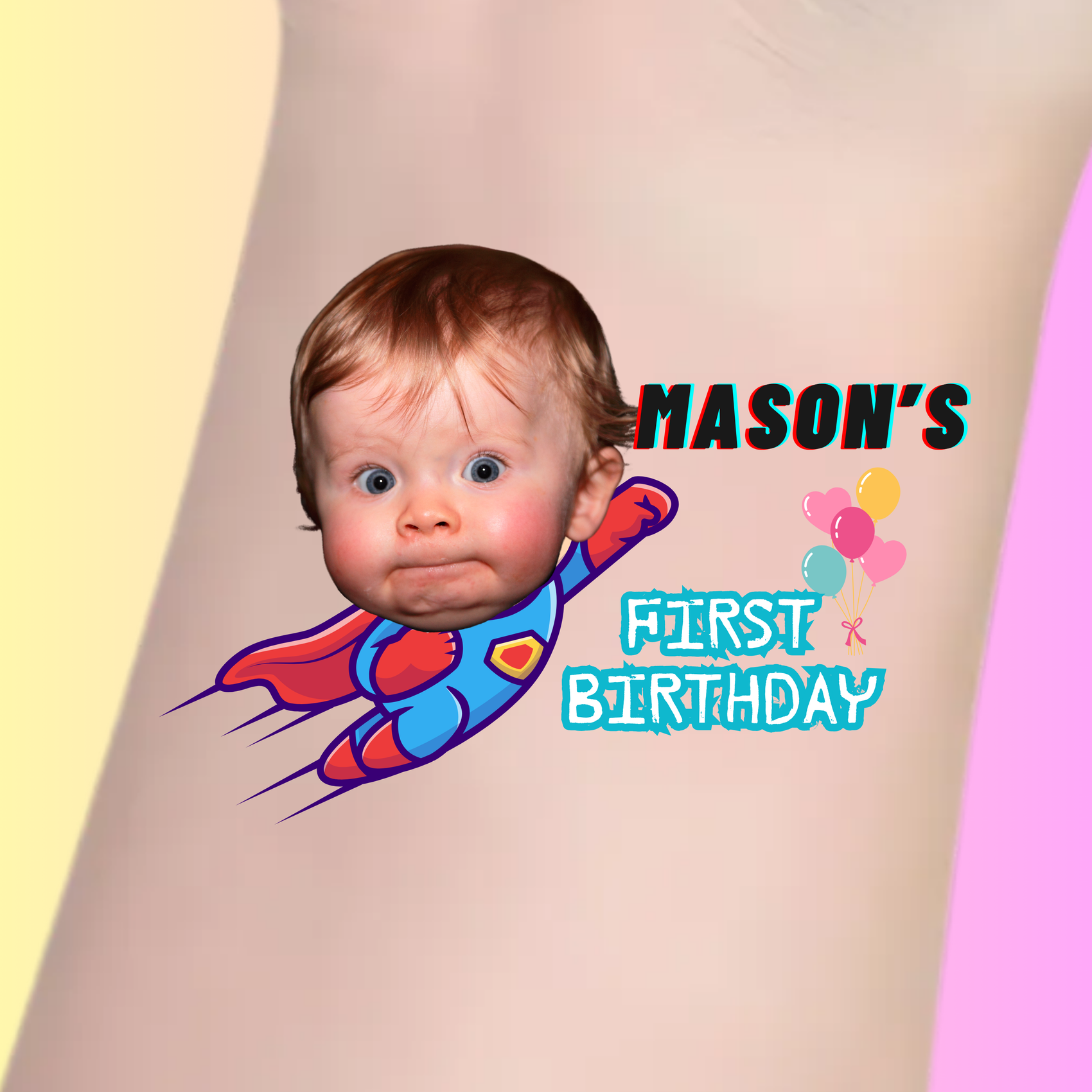Custom Kids Birthday Tattoos - Brave Superhero