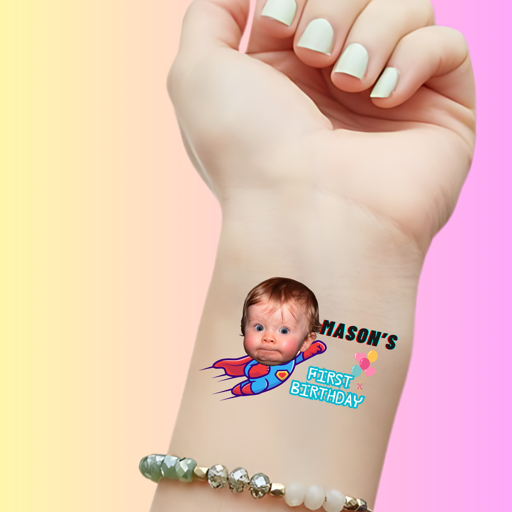 Custom Kids Birthday Tattoos - Brave Superhero