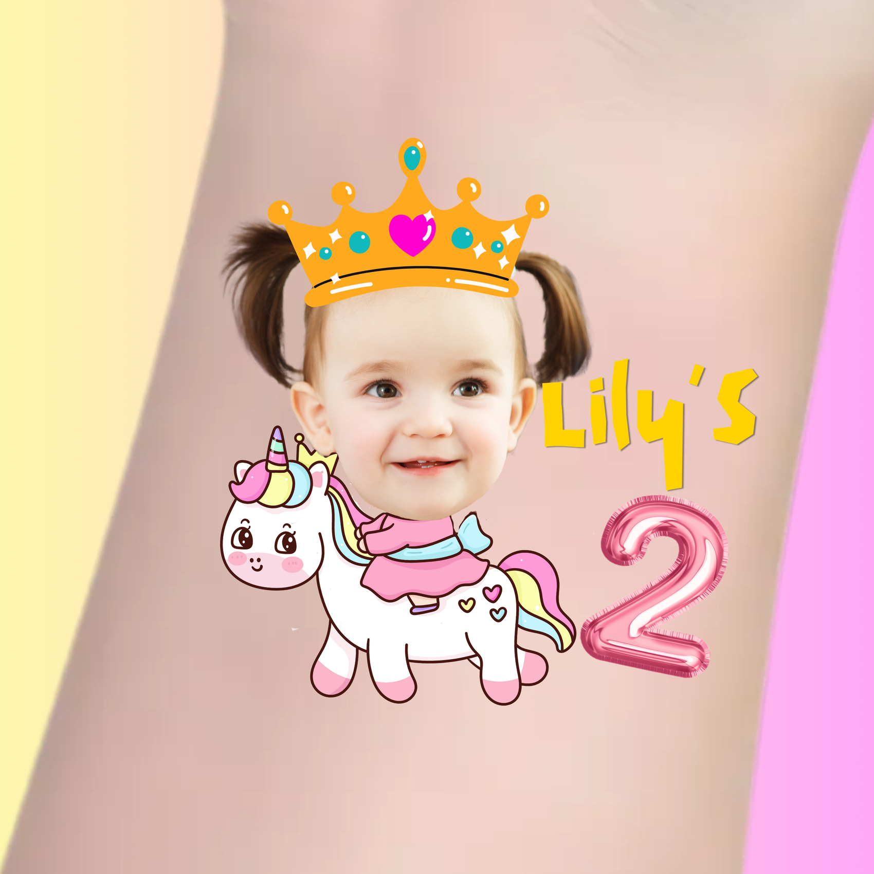 Custom Kids Birthday Tattoos - Magical Unicorn Rider