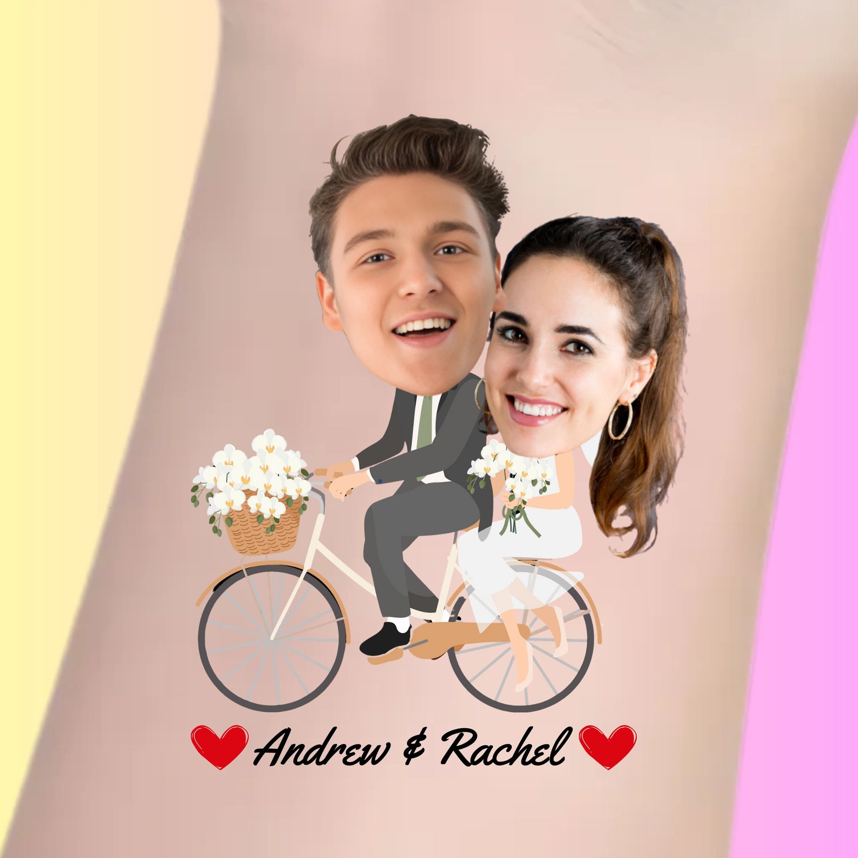 Custom Wedding Tattoos - Whimsical Bicycle Journey