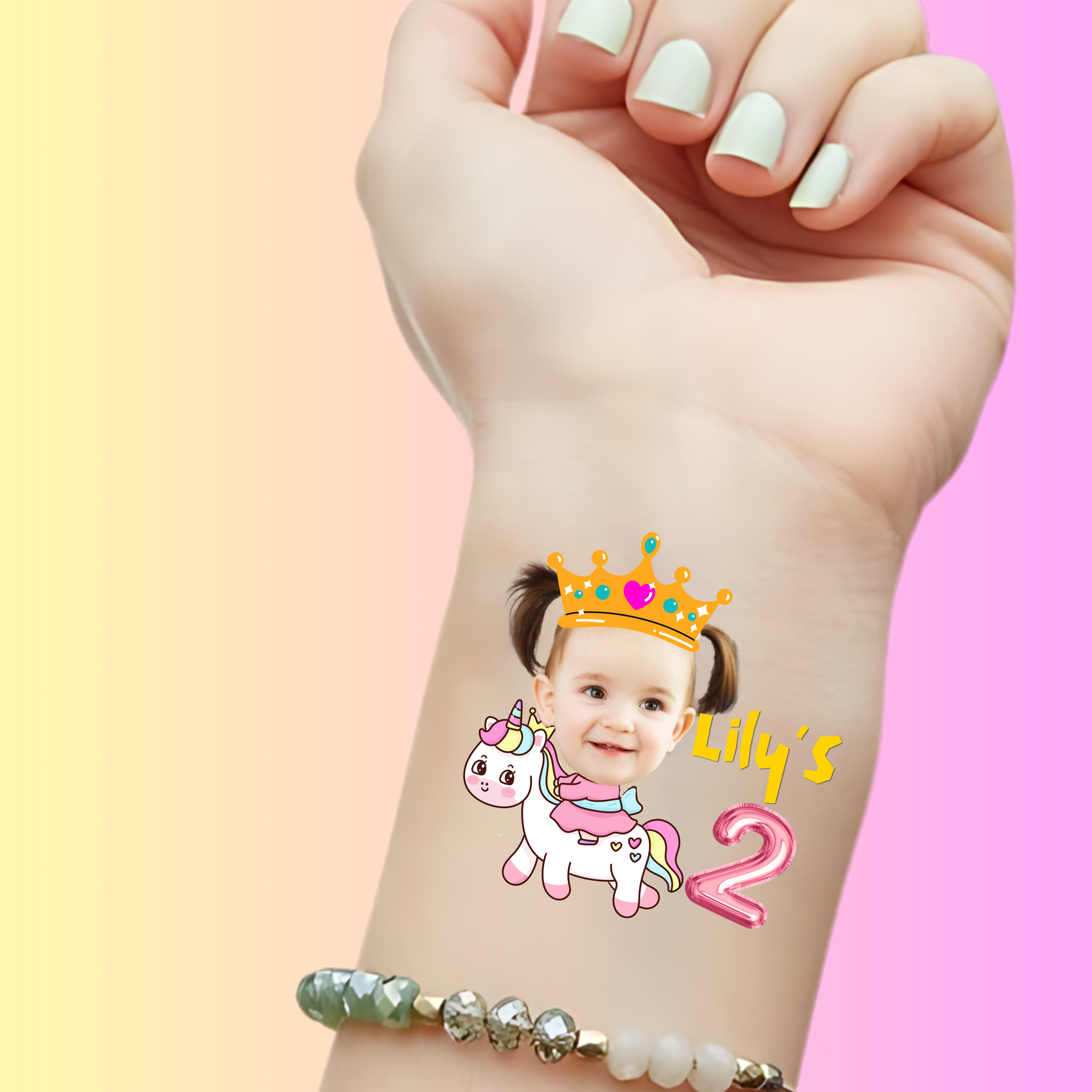 Custom Kids Birthday Tattoos - Magical Unicorn Rider