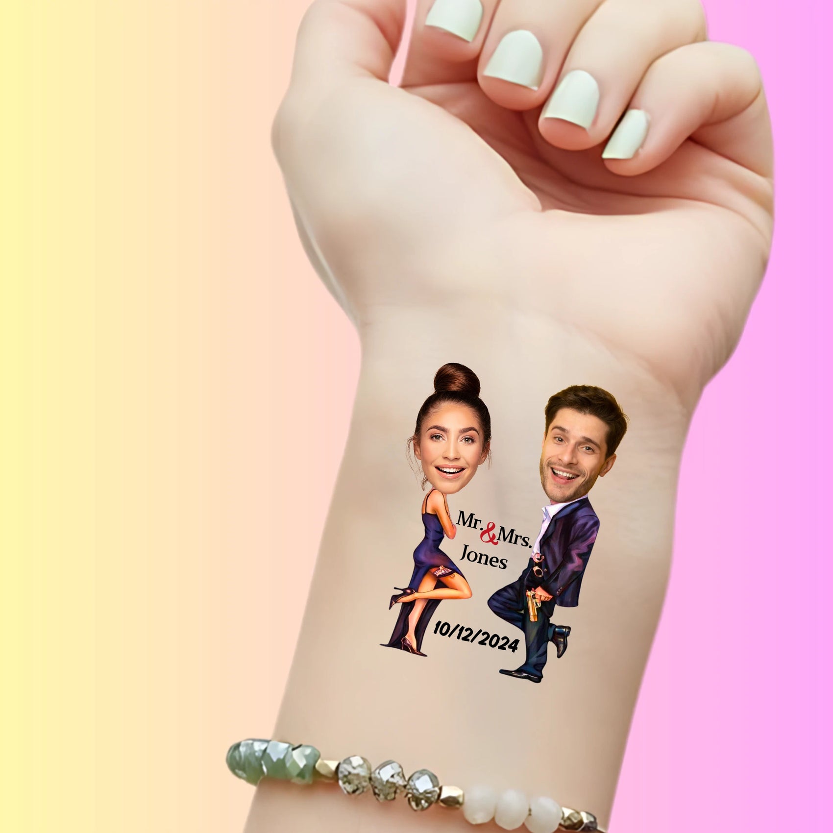 Custom Wedding Tattoos - "Mr. & Mrs." Secret Agent