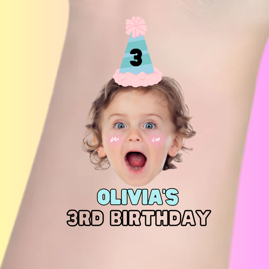 Party Hat Birthday Bash – Premium Custom Birthday Tattoos