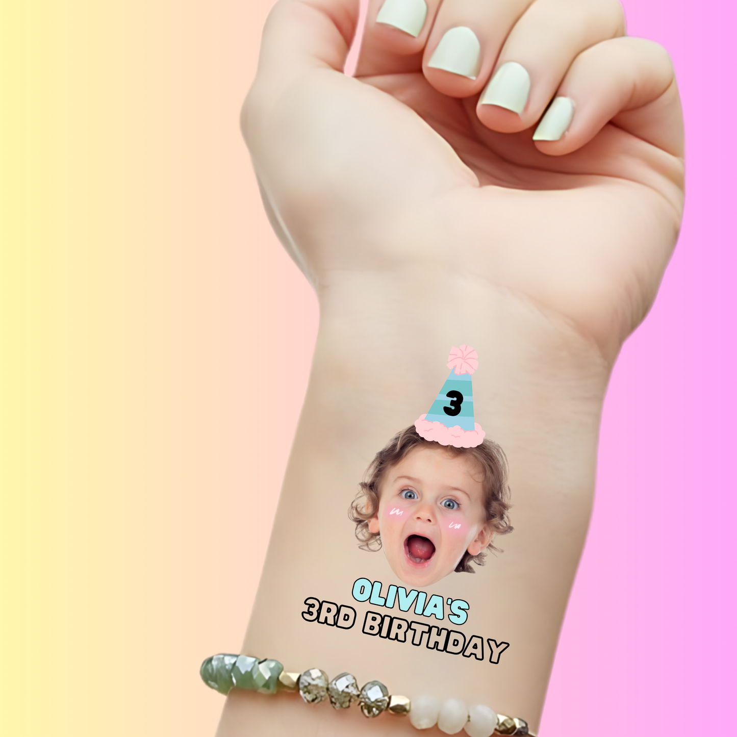 Party Hat Birthday Bash – Premium Custom Birthday Tattoos
