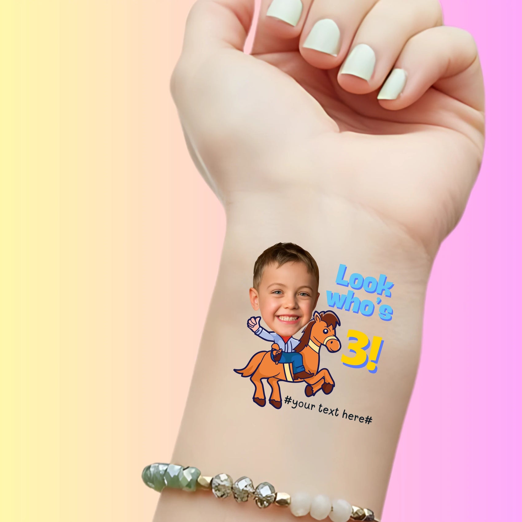 Custom Kids Birthday Tattoos - Horse Rider