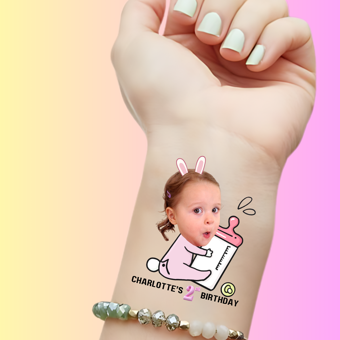 Sweet Bunny Bottle – Premium Custom Birthday Tattoos
