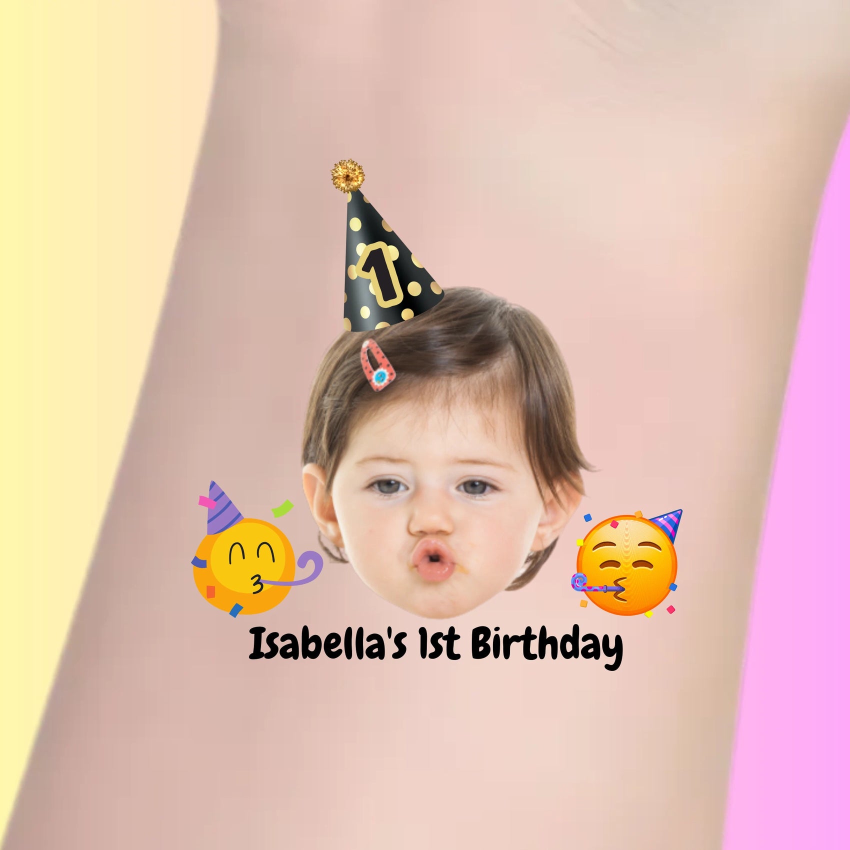 Custom Kids Birthday Tattoos - Classic Celebration Emoji