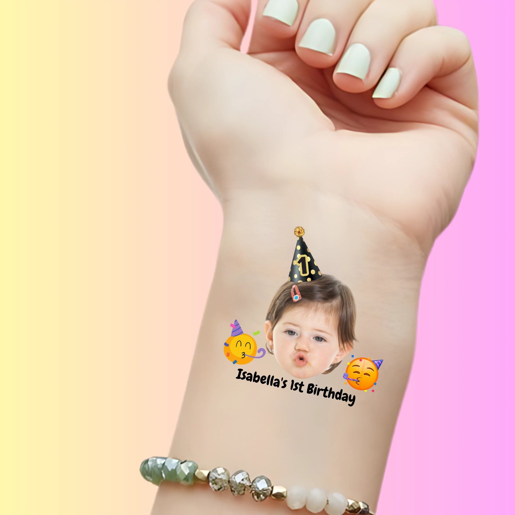 Custom Kids Birthday Tattoos - Classic Celebration Emoji
