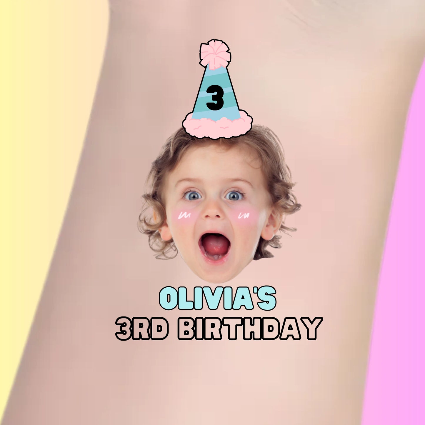 Custom Kids Birthday Tattoos - Classic Birthday Hat