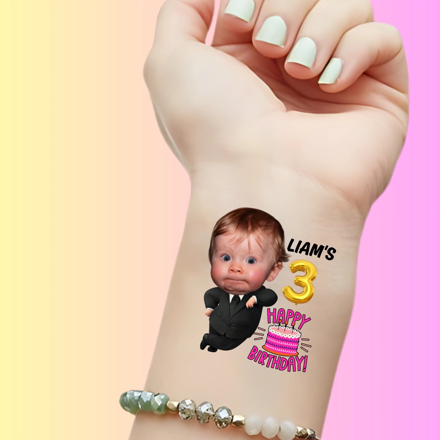 Custom Kids Birthday Tattoos - Little Boss Birthday Cake