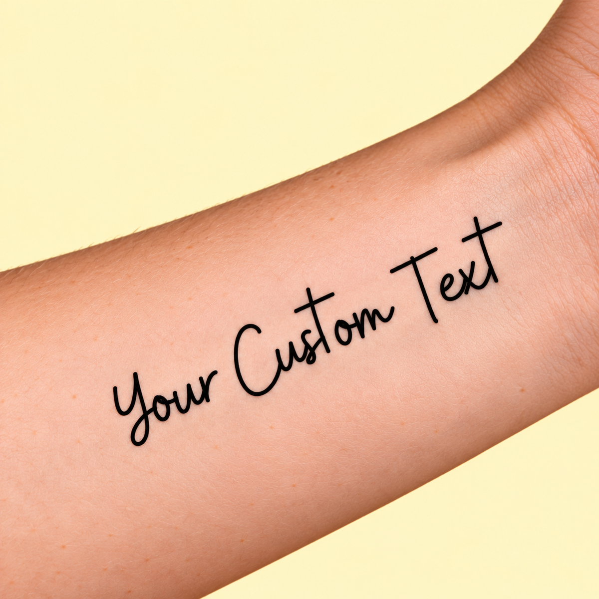 Personalized script and font temporary tattoo