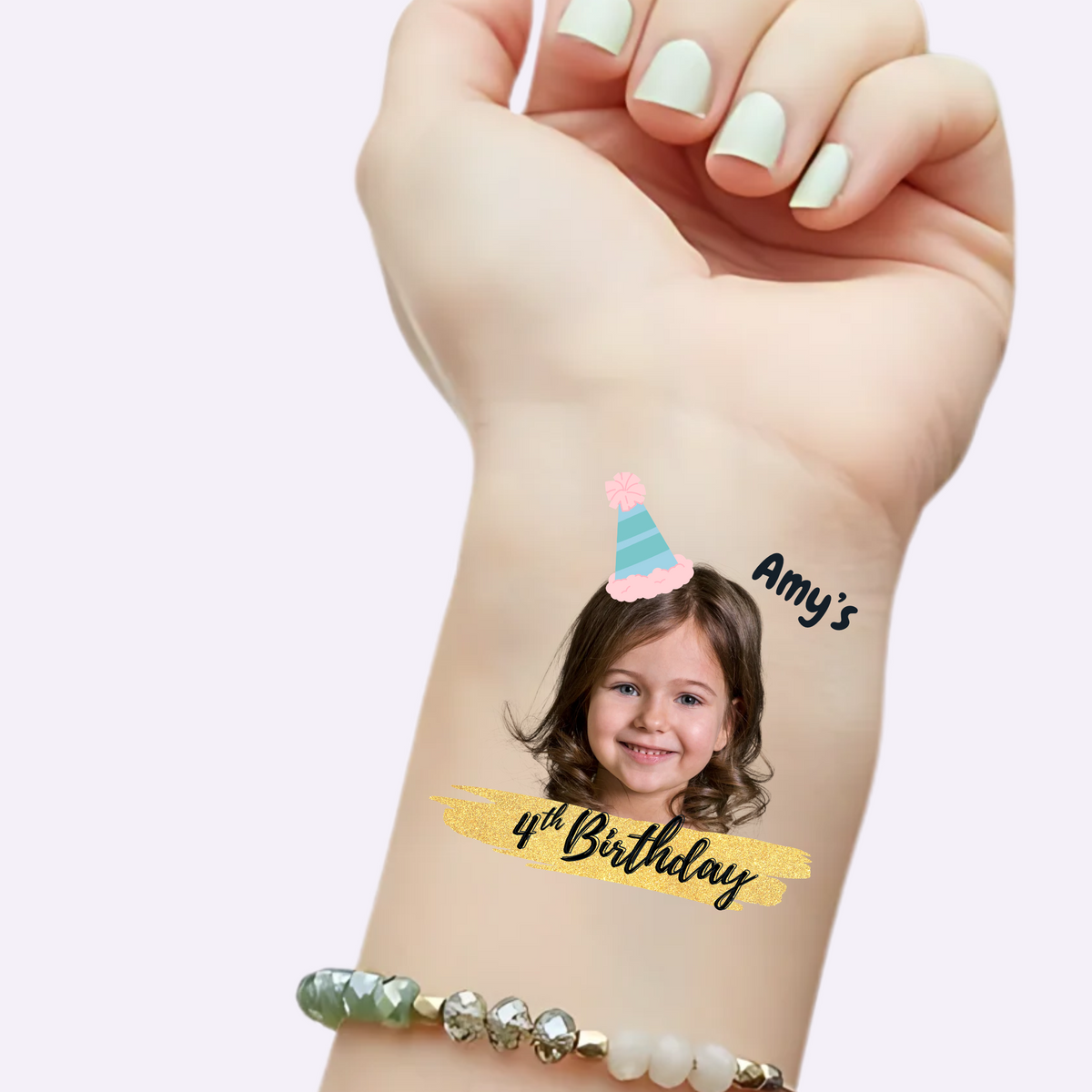 Gold Glitter Banner – Custom Kids' Birthday Tattoos