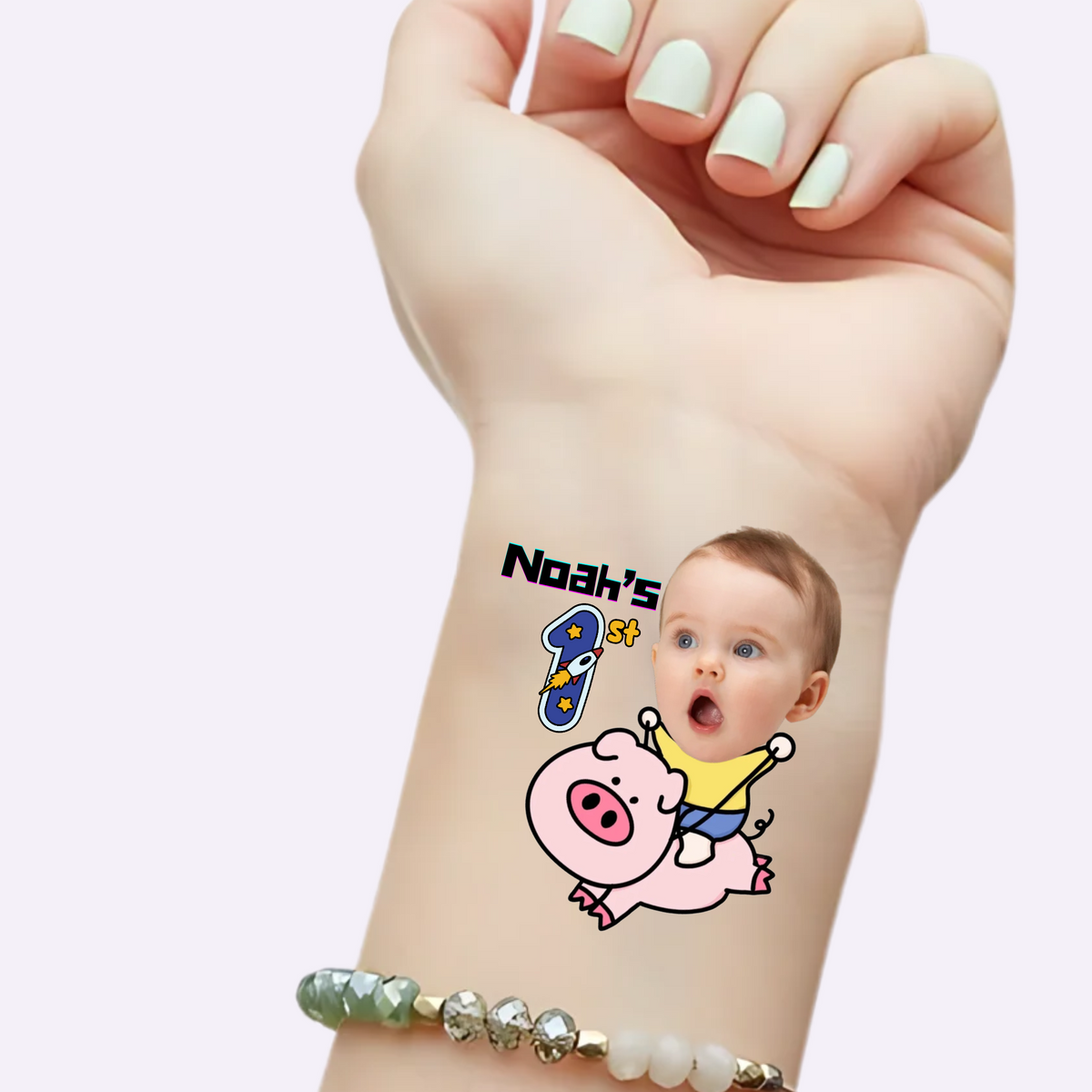 Pink Piggy Rider – Custom Kids' Birthday Tattoos