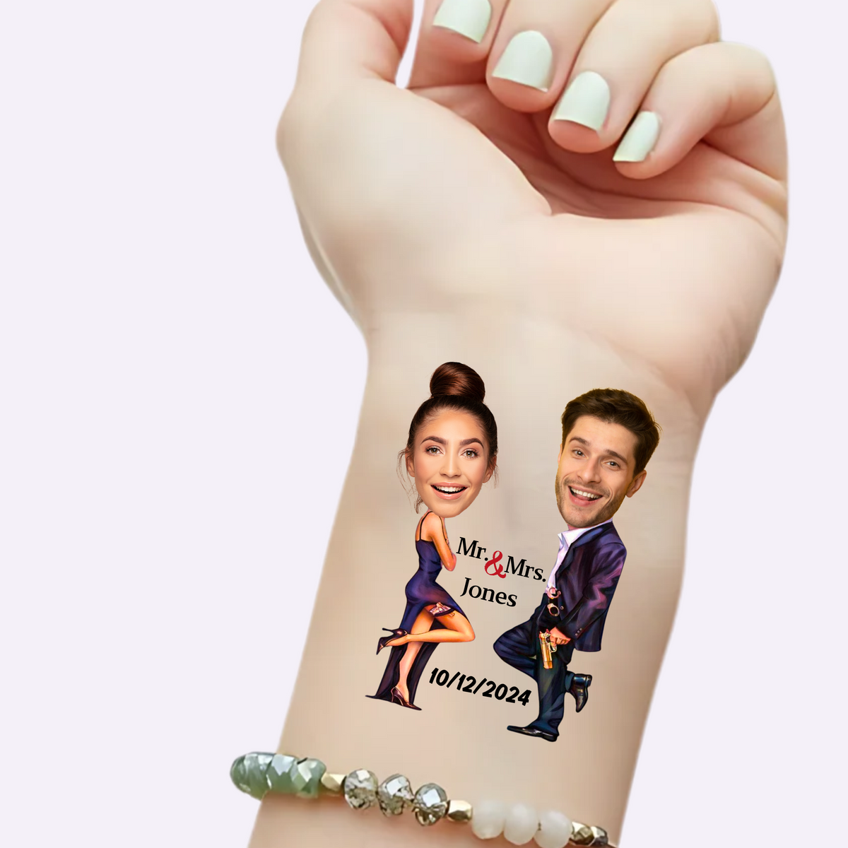 Mr. & Mrs. Secret Agent – Custom Wedding Tattoos