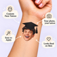 Classic Graduation Cap temporary tattoo personalization guide: custom face tattoo; your photo, your tattoo. Easy to apply.