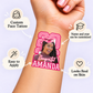Pink Varsity Year temporary tattoo personalization guide: custom face tattoo; name and year can be customized. Easy to apply.