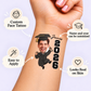 Jumping Graduate Vertical Year temporary tattoo personalization guide: custom face tattoo; name and year can be customized. Easy to apply.