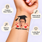 Red Hearts Congrats temporary tattoo personalization guide: custom face tattoo; name can be customized. Easy to apply.