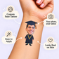 Classic Gown Portrait temporary tattoo personalization guide: custom face tattoo; your photo, your tattoo. Easy to apply.