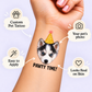 Pawty Time temporary tattoo personalization guide: custom pet tattoo; your pet's photo. Easy to apply.